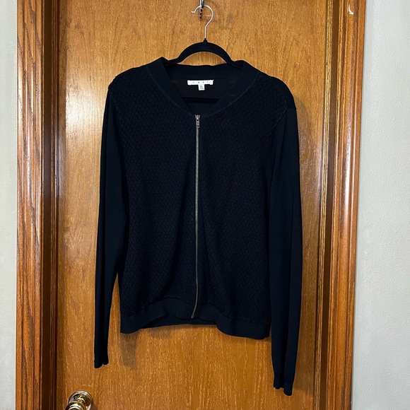CAbi Black Textured Zippered Bomber Style Sweater Style #201 | Size XL - Picture 3 of 7